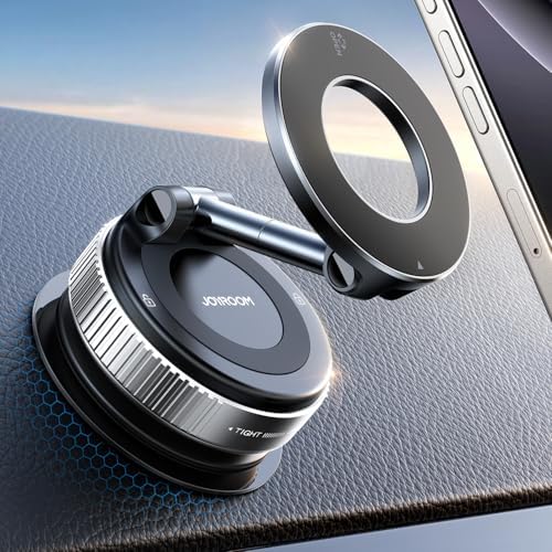 JOYROOM Magsafe Suction Cup Phone Mount, Vacuum Magnetic Phone Holder for Car, 360° Metal Strut Magsafe Car Mount for iPhone 16 Pro Max Plus/iPhone 15 14 13 12 & Android Magsafe Case, Dark Blue – Enhanced Compatibility and Speed