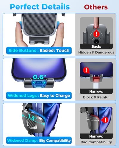 Universal Smartphone Air Vent Car Mount with Dual Metal Hook for Secure One-Hand Use – Sleek Black Design for i Phone & Android Devices, Effortless Navigation & 360-Degree Rotation, Essential Driving Accessory for Safety and Convenience