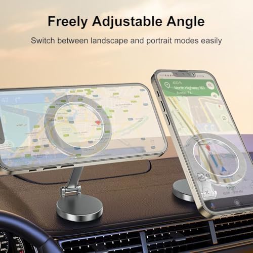 for MagSafe Car Mount, 360° Rotation Phone Holder for Car, Universal Dash Car Mount, All-Metal Magnetic Phone Mount for Car Fit for iPhone 15 14 13 12 Pro Max Plus Mini MagSafe Cases – Enhanced Compatibility and Speed