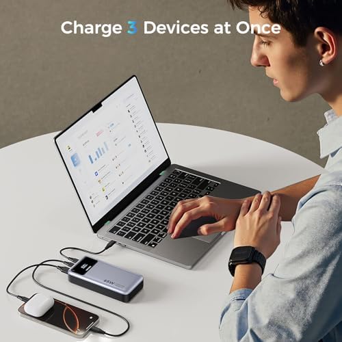 High-Capacity 26800 m Ah Portable Charger – 65 W PD3.0 Power Bank with Digital Display for Rapid Charging of Laptops, i Phones, i Pads, Steam Deck & More – Sleek Black Design for Ultimate Portability and Versatile Compatibility