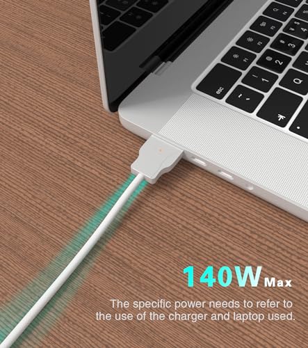 High-Speed 140 W USB-C to Magnetic 3 Charging Cable for M1, M2, M3 Mac Book Pro (2021-2024) & Air (2022-2023) – 6.6 ft Durable Nylon Cord with Enhanced Magnetic Connection for Effortless Charging and Power Delivery