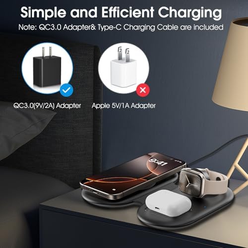 Ultimate Foldable Travel Charger for Apple Devices – 3-in-1 Wireless Magnetic Charging Station for i Phone, Apple Watch, and Air Pods – Compact, Fast, and Versatile Power Solution for On-the-Go Users – Compatible with Apple 16/15/14/13/12 Series, Watch S1-9/Ultra, Air Pods Pro/2/3 – Effortless Charging Experience with Enhanced Portability and Speed