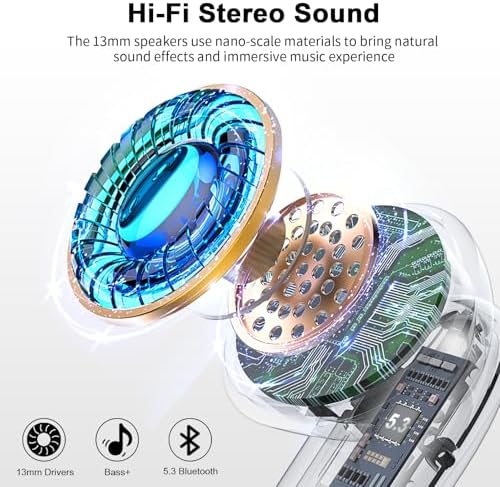 HOIFA Advanced Bluetooth 5.4 Wireless Earbuds – Immersive Hi-Fi Stereo Sound, 48-Hour Playtime, IP7 Waterproof for Active Lifestyles, Enhanced ENC Noise Cancelling Mic, LED Battery Indicator, Ergonomic Comfort for Professionals and Music Enthusiasts