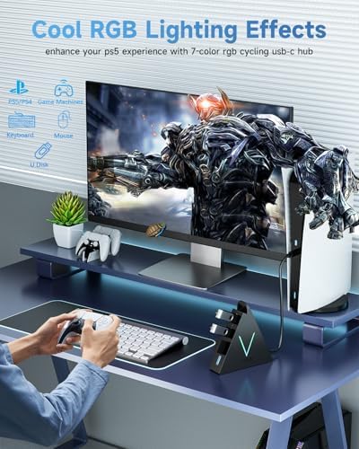 Maximize Your Device Connectivity with the Stylish Dark Purple USB C Hub Tower – 4-Port Splitter Adapter Featuring 2 FT Cable for Mac Book, i Mac, and Surface – High-Speed USB 3.0 Hub for Effortless Multi-Device Management and Enhanced Productivity