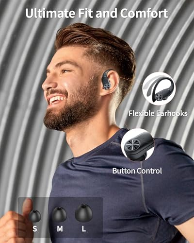 Poc Buds Wireless Bluetooth Earbuds – 80 Hours Playtime, Deep Bass Sound with Digital Display, IPX7 Waterproof Sports Earphones, Ergonomic Earhooks for Secure Fit, Compatible with TV, Phone & Laptop – Stylish Olive Design for Active Lifestyles