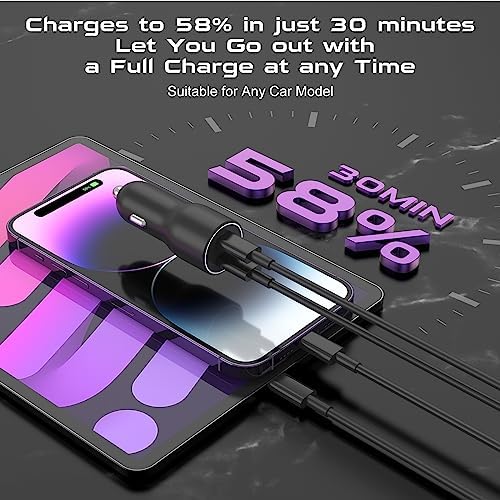 Essri 45 W Dual USB-C Fast Car Charger with 2 Pack 6 ft USB-C to Lightning Cables – Rapid Charging Solution for i Phone 14 Pro, 13 Pro Max, 12 Mini & More – Ultimate Travel Companion for Seamless Power Delivery and Enhanced Compatibility