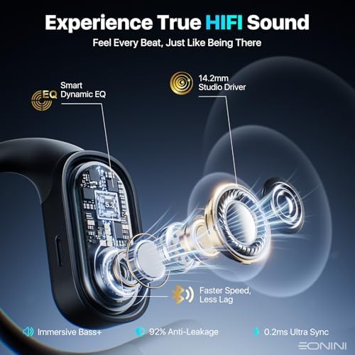 Open Ear Wireless Bluetooth Earbuds – 40 Hours of Playtime, IPX5 Waterproof Sports Headphones with Smart Power Display, Enhanced Call Clarity, Secure Fit for Active Lifestyles, Perfect for Running and Outdoor Activities