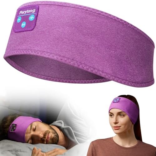 Perytong Bluetooth Headband Sleep Headphones – Premium Soft Audio Mask for Ultimate Comfort During Sleep, Workouts, and Travel – High-Fidelity Built-in Speakers in Stylish Dark Gray – Ideal for Side Sleepers and Active Lifestyles