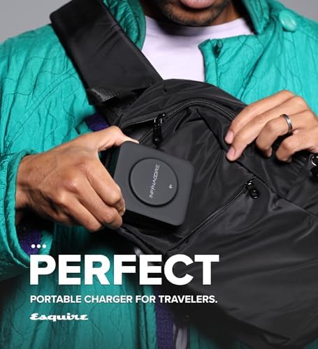 Infina Core P3 8000 m Ah Portable Power Bank: Ultra-Fast 18 W USB-C Charger with 4-in-1 Functionality, Qi Wireless Compatibility, and Travel-Ready Foldable Plug for Effortless Device Charging on the Go