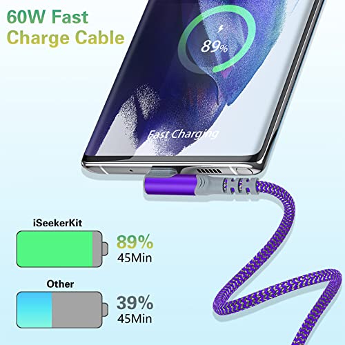 10 FT 5-Pack USB C Charging Cables – Fast 3.1 A Right Angle Nylon Braided Charger for Seamless Compatibility with Samsung S22, i Pad Pro, Mac Book Air & Pixel 7 – Durable, Flexible Power Solution for Home & Travel