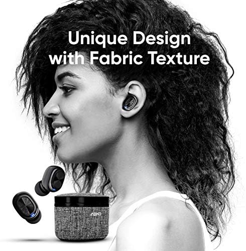 ABKO Ultra Lightweight True Wireless Earbuds with Stylish Fabric Cradle – Bluetooth 5.0 In-Ear Headphones Featuring IPX4 Waterproof Technology, Instant Auto Pairing, and USB-C Fast Charging for Ultimate Sound Experience and Active Lifestyle