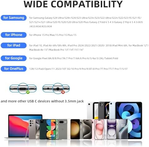 USB C Earbuds with Deep Bass & Noise Cancellation: Premium Headphones for i Phone, Galaxy, and Pixel with Voice Modulation for Karaoke Fun – Crystal-Clear Calls & Portable Case for Ultimate Sound Experience