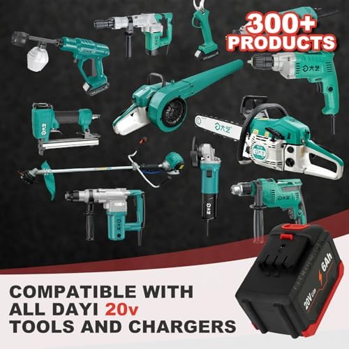 High-Performance 20 V 6000 m Ah Battery for DA YI Electric Garden Tools – Ultimate Compatibility and Safety Features with Overcharge, Overdischarge, and Temperature Protection for Seamless Gardening Efficiency