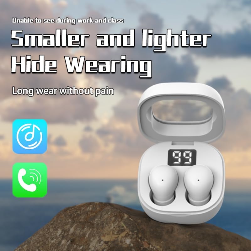 Invisible Mini Bluetooth 5.3 Earbuds for Small Ears – 24-Hour Battery Life, Advanced Noise Cancellation, and Perfectly Crafted for Comfort During Work and Sleep – Seamless Connectivity for an Uninterrupted Listening Experience
