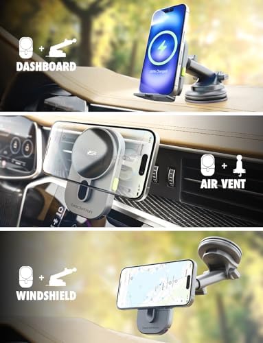 Bracketron Magnetic Car Mount for Cell Phone, MagAlign Max Car Vent Phone Mount【Strongest Magnetic+ Suction】, Vent Phone Mount for Car for iPhone 16 Pro Max 15 14 13 12 – MagSafe Car Accessories – Enhanced Compatibility and Speed