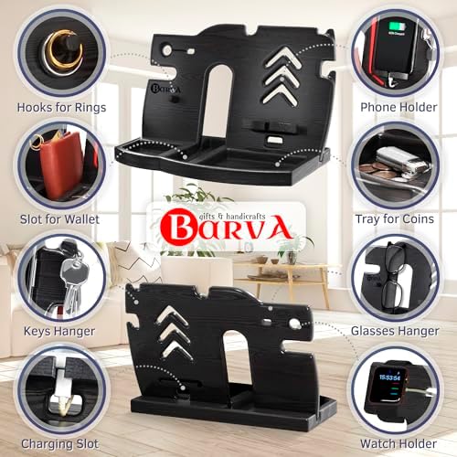 BARVA Wood Docking Station | Phone Stand & Desk Organizer | Night Stand Charging Station & Smart Watch Phone Holder | Nightstand Organizer for Men’s Accessories | Ideal Gifts for Men – Enhanced Compatibility and Speed