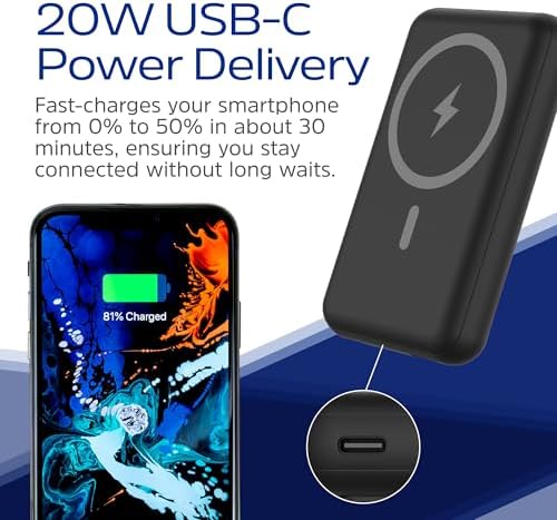Experience Unmatched Charging Freedom with Energizer 10,000 m Ah Magnetic Wireless Power Bank – 15 W Wireless & 22.5 W USB-C PD Fast Charging, Foldable Stand for Effortless Use – Ultimate Compatibility for i Phone 16/15/14/13/12, i Pad & Samsung Devices – Travel-Ready Portable Battery Pack for Modern Life