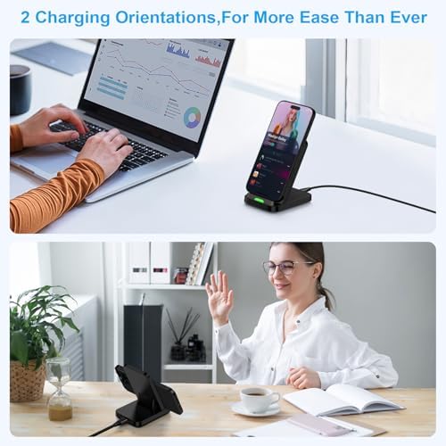Samsung Fast Wireless Charging Stand Dual Pack – Sleek Desk Charger Station for Galaxy S25 Ultra, i Phone 16 Pro Max, Pixel 9/8 – Enhanced Speed, Compatibility & Safety Features – Ideal for Home & Office Use