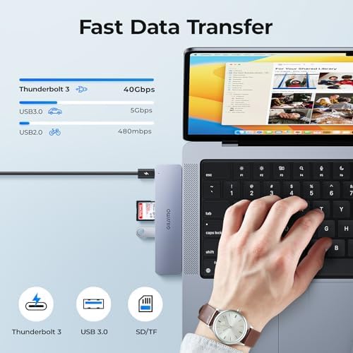 Maximize Your Mac Book’s Potential with the 7-in-2 USB C Hub Adapter – Seamless Thunderbolt 3 Connectivity, 4 K HDMI Output, and Multiport Access for Pro & Air Models (2021-2023) – Perfect for Fast Data Transfer, File Management & On-the-Go Convenience
