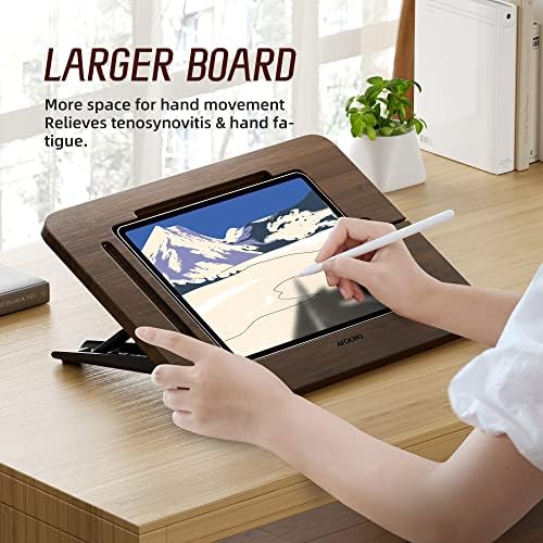 Eco-Friendly Bamboo Tablet Drawing Stand – Adjustable 5 Angles for Ultimate Comfort, Lightweight & Portable Riser for Tablets and Laptops (9.7″ to 11″) – Enhance Creativity and Ergonomics with Non-Slip Stability