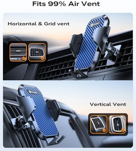 VICSEED 2025 Ultra Stable Air Vent Phone Mount – Secure Smartphone Holder for All i Phone Models (12 to 16 Pro Max) – Effortless Clamp Design with Enhanced Airflow & Durability for Ultimate Driving Convenience