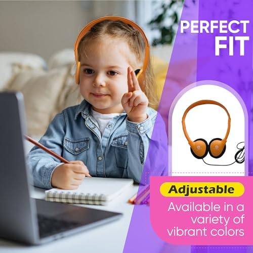 Bulk 20 Pack Wired On-Ear Headphones – Optimal Classroom Audio Gear for Students & Events, Tangle-Free 3.5 mm Compatible Design, Comfortable Fit, Chic Black Aesthetic for Group Use