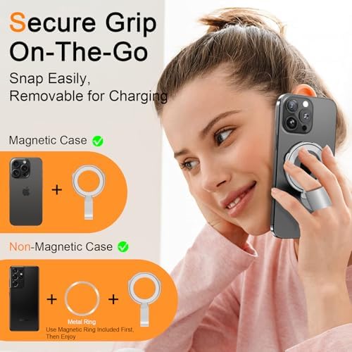 Mag Safe Universal Phone Grip & Kickstand for i Phone 12-16 Pro Max – Versatile Double-Sided Magnetic Holder for Secure Handling & Hands-Free Viewing in Gym, Kitchen & Beyond – Sleek Black Silicone Design for Stylish Convenience and Optimal Performance