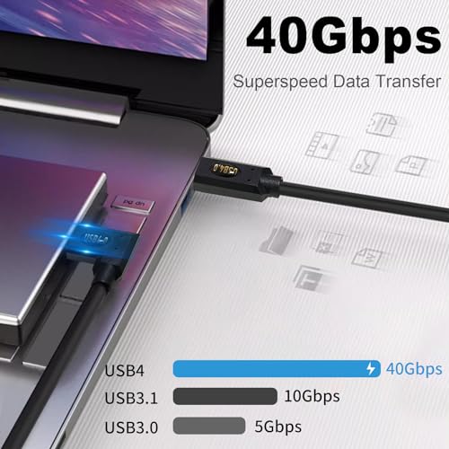 High-Performance Poyiccot 1 ft Short USB C to USB C Cable – 240 W Rapid Charging & 40 Gbps Thunderbolt 4 Data Transfer – Right Angle Design for Enhanced Space Efficiency & 8 K@60 Hz Video Compatibility – Ideal for i Phone, Mac Book, and Surface Pro Users