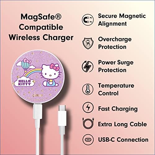 Sonix x Sanrio Hello Kitty & Care Bears Magnetic Mag Safe Charger for i Phone 12-16 Series | 6.5 ft USB-C Fast Wireless Charging Cable | Stylish, Playful, and Efficient Power Solution for Your Device