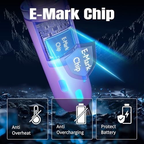 Ultra-Fast 240 W 4-in-1 USB C Charging Cable with Breathing Light Indicator – Multi-Device Compatibility for i Phone, i Pad, Samsung Galaxy, and Mac Book – 5 Ft Durable Cord in Stylish Purple for Efficient Data Sync and Enhanced Charging Performance