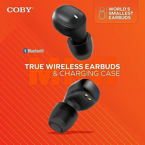 Coby Mini True Wireless Earbuds – Ultra-Compact Bluetooth Earbuds with 12-Hour Playtime, Built-in Microphone, and Lightweight Design for All-Day Comfort – Perfect for On-the-Go Music and Calls (White)
