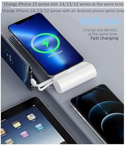 Ultra-Compact 5000 m Ah Power Bank for i Phone & Android – Fast Charging Mini Battery Pack with PD Technology, Sleek Pink Design for Travel & Everyday Use – Perfect Compatibility with i Phone 14/13/12/11/XR/XS/8/7