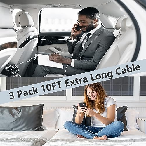 Enhanced Charging Trio: MFi Certified Fast Charger Pack for i Phone – 3 Quick Charging Blocks & 10 ft USB-C to Lightning Cable for Models 14, 13, 12, 11, X – Unmatched Speed and Versatility for Seamless Power Solutions