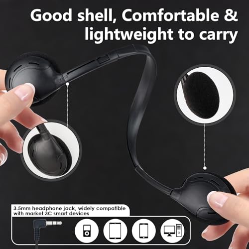 Bulk 10 Pack Kids Headphones for Classroom Use – Durable Wired Audio Solution with Adjustable Fit and Universal 3.5 mm Jack – Perfect for Enhanced Learning and Fun for Children of All Ages – Tangle-Free Comfort for Toddlers to Teens