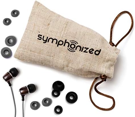 Experience Premium Sound with Symphonized Bling Genuine Wood In-Ear Noise-Isolating Headphones – Eco-Friendly Design, Built-In Mic, and Tangle-Free Nylon Cable for Enhanced Audio Compatibility in Gray