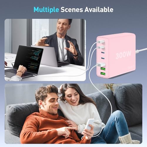 Power Up Efficiently: 300 W 7-Port USB-C Fast Charger Station – Dual PPS PD 100 W Laptop Power Adapter for Multi-Device Charging – Compact & Reliable Wall Hub in Blue – Perfect for Home & Office Use