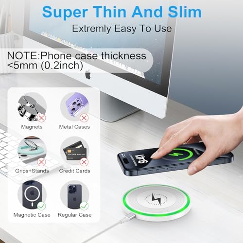 15 W Fast Wireless Charging Pad for Google Pixel, Moto Razr+, and Samsung Galaxy – Sleek, Universal Compatibility, and Smart Charging Indicators for Effortless Power-Up at Home or Office