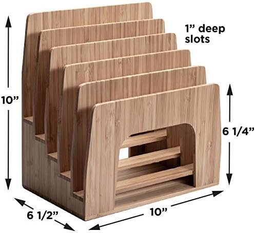 Eco-Conscious Bamboo Multi-Device Organizer: Five-Slot Desk Solution for Laptops, Tablets, and Smartphones – Streamlined Charging & Tidy Cable Management for a Sophisticated Workspace, Lightweight & Travel-Friendly