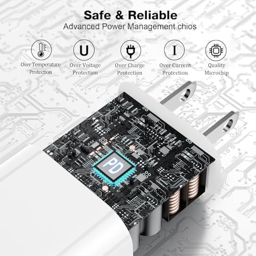 High-Performance 30 W USB-C Fast Charger for i Pad Pro, Air, and Mini – Includes 6.6 Ft Durable Braided Cable for Rapid Charging and Enhanced Device Compatibility – Ideal Power Delivery Solution for 2018-2025 Models