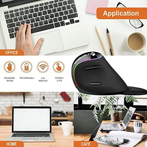Elevate Your Comfort and Efficiency with the J-Tech Digital Wireless Ergonomic Mouse – Dual Mode Bluetooth & USB Connectivity, Rechargeable, Adjustable DPI Up to 3200 for Laptops, Desktops, PCs, and Macs – Sleek White Design for Modern Workspaces