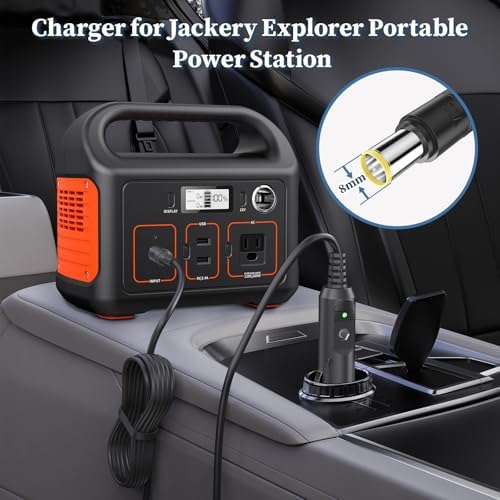 Ultimate 6.6 Feet Car Charger for Jackery Portable Power Stations – Fast-Paced Power Adapter for Explorer Series Models 1000, 500, 880, 550, 300, 290, 240, 160, E160, E240, E300, E500, E550, E880, E1000 – Rugged Durability for Adventurous Journeys and Dependable On-the-Go Energy Solutions