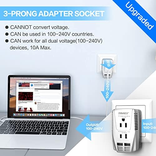 High-Power 2000 W Universal Travel Voltage Converter: Efficiently Step Down 220 V to 110 V for Hair Tools & Electronics with Dual USB Ports – Global Compatibility for EU, UK, AU, and US Sockets