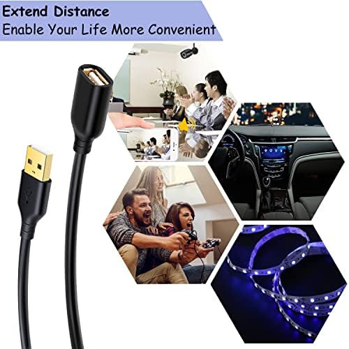 Costyle USB Extension Cable 15 ft – 2 Pack, Premium USB 2.0 A Male to A Female Extension Cord for Enhanced Device Connectivity, Ideal for Mouse, Keyboard, Camera, Printer – Sleek White Design for Modern Workspaces and Home Entertainment
