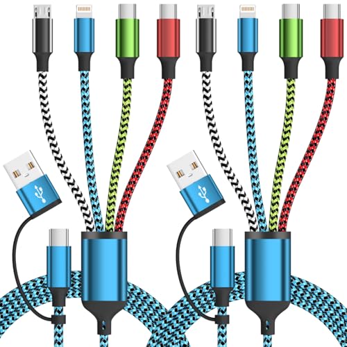 Universal 4-in-2 Charging Cable Set (2 Pack, 5 FT) – High-Speed USB A & USB C Multi-Device Adapter for Phones, Tablets, and Gaming Consoles – Superior Durability & Compatibility for Samsung Galaxy, i Pads, and More