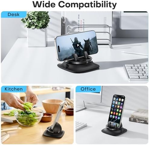 OMOTON 360-Degree Rotating Car Phone Holder – Adjustable Spring Dashboard Mount for i Phone 16 Pro Max & All Smartphones – Ultimate Hands-Free Navigation & Safety Solution for Your Vehicle – Sleek Black Design for Enhanced Compatibility and Convenience