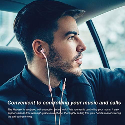 Docooler EMF-Free Air Tube Earbud Headphones – Stylish Rose Gold In-Ear Stereo Earphones with Microphone, Volume Control & Broad Smart Device Compatibility for Enhanced Sound Quality and Health Safety