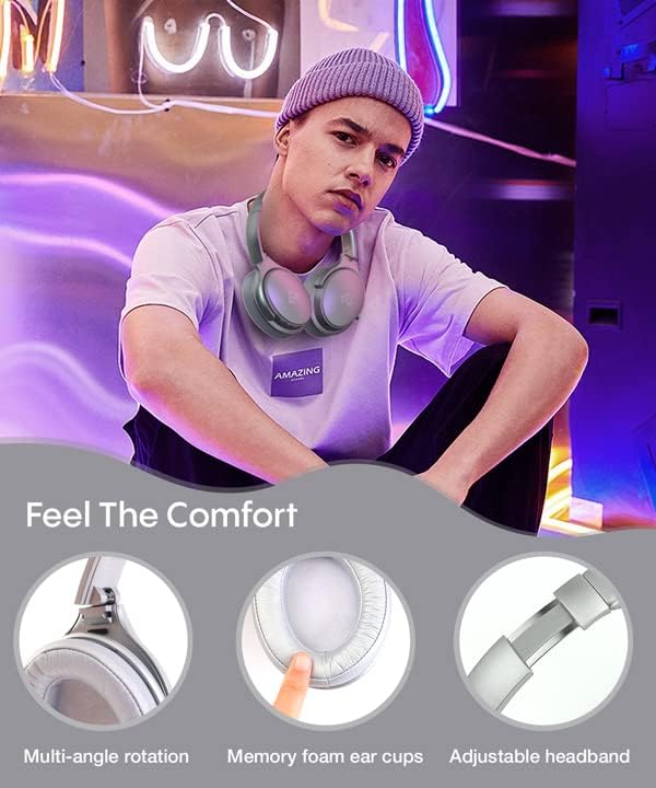 Unleash Your Audio Potential with INFURTURE Wireless Over-Ear Headphones – Advanced Active Noise Cancelling, Deep Bass Bluetooth Sound, 90-Hour Battery Life, Ultra-Low Latency for Gaming, and Luxurious Memory Foam for Ultimate Comfort and Extended Listening Sessions