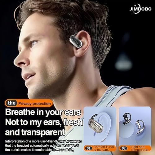 Revolutionary Bluetooth 5.4 Open Ear Wireless Earbuds with 50-Hour Battery Life – Secure Earhook Design for Ultimate Comfort in Running, Fitness, and Yoga – Stay Aware and Active with Lightweight Air Conduction Technology and Intelligent LED Charging Case for Dynamic Lifestyles