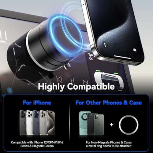 Revolutionary 15 W Magnetic Wireless Car Charger Mount – Adjustable Fast Charging Holder for i Phone 12-16 | Sleek, Foldable Design for Optimal Viewing | Ideal Gift for Tech-Savvy Drivers | Enhanced Mag Safe Compatibility & Travel-Friendly Convenience