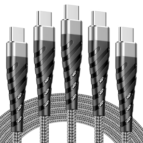 Transform Your Charging Experience with 5-Pack 6.6 FT USB C to USB C Cables – High-Speed 60 W Fast Charge, Durable Nylon Braided Design, and Universal Device Compatibility for i Phone, Mac Book, Samsung, and More!